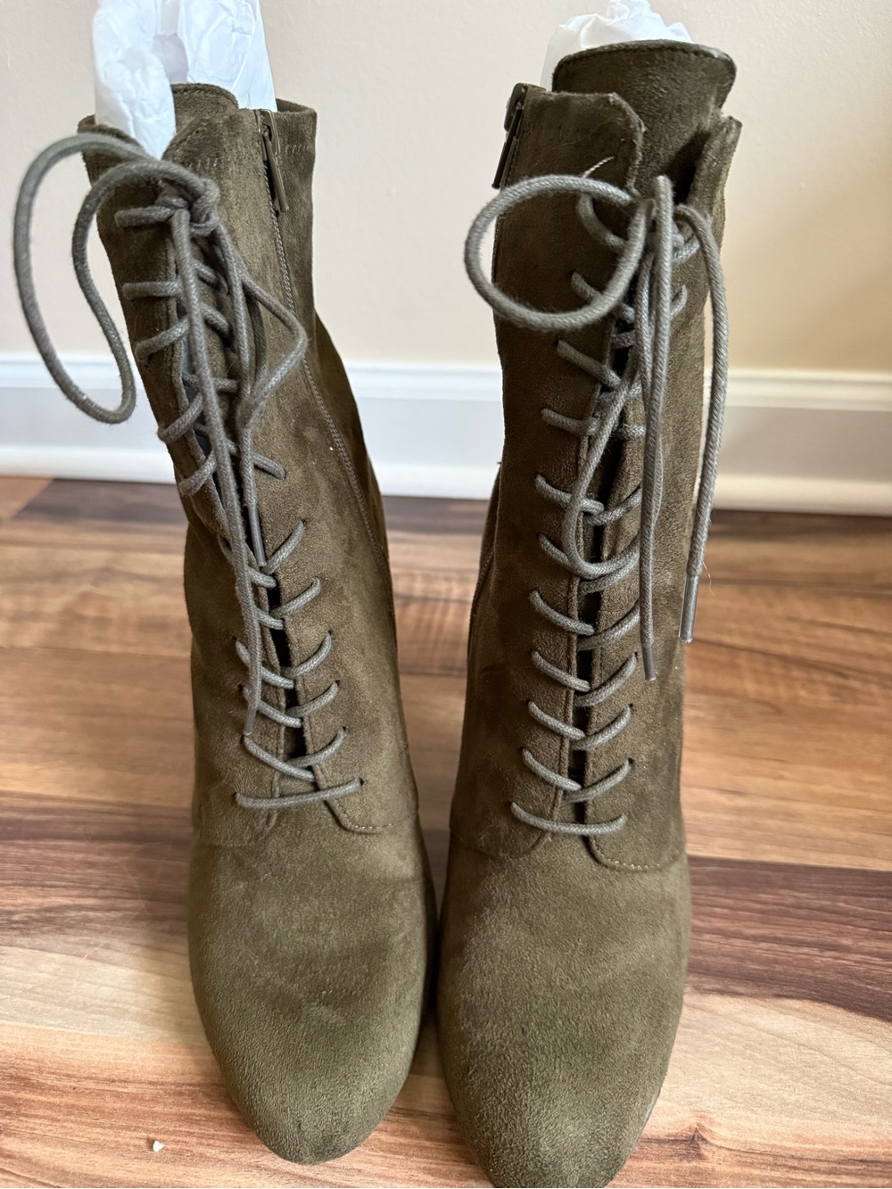 Steve Madden Olive Suede Lace-Up Ankle Boots
